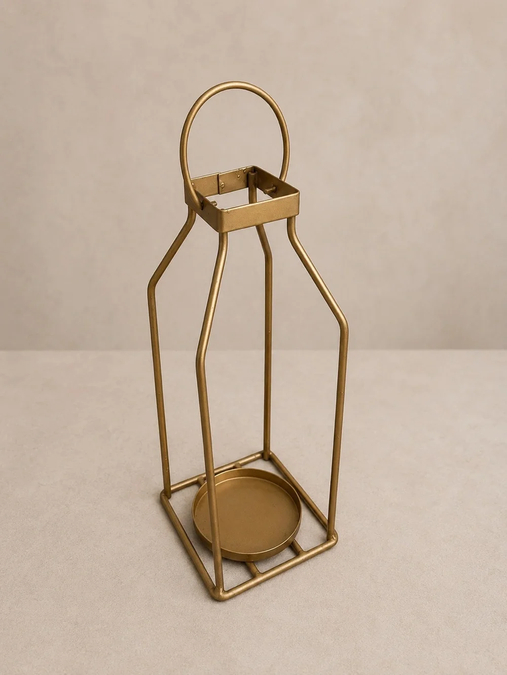 Gold Finish Hanging Candle Home Decor Metal Lantern-11.5